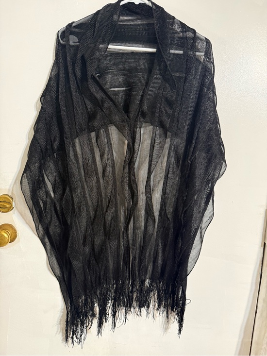 Other - Sheer Black Fringe Wrap - Women Intimates & Sleepwear Black Lace Sheer Kimono Ca